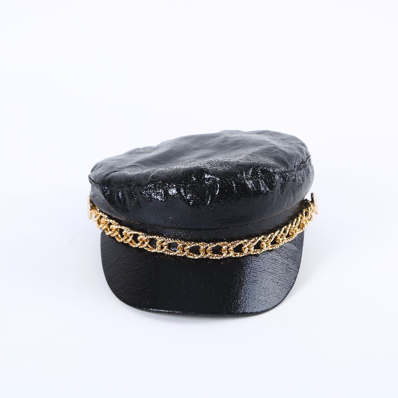 Autumn And Winter Gold Chain Crack Military Hat Navy Hat Fashion Hat One Color Spot