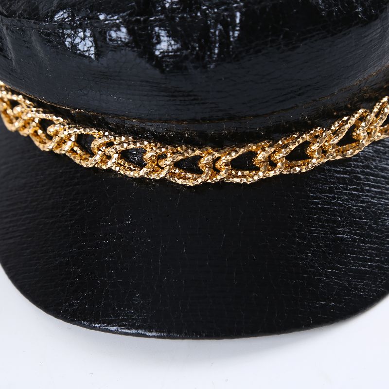 Autumn And Winter Gold Chain Crack Military Hat Navy Hat Fashion Hat One Color Spot Specification drawing