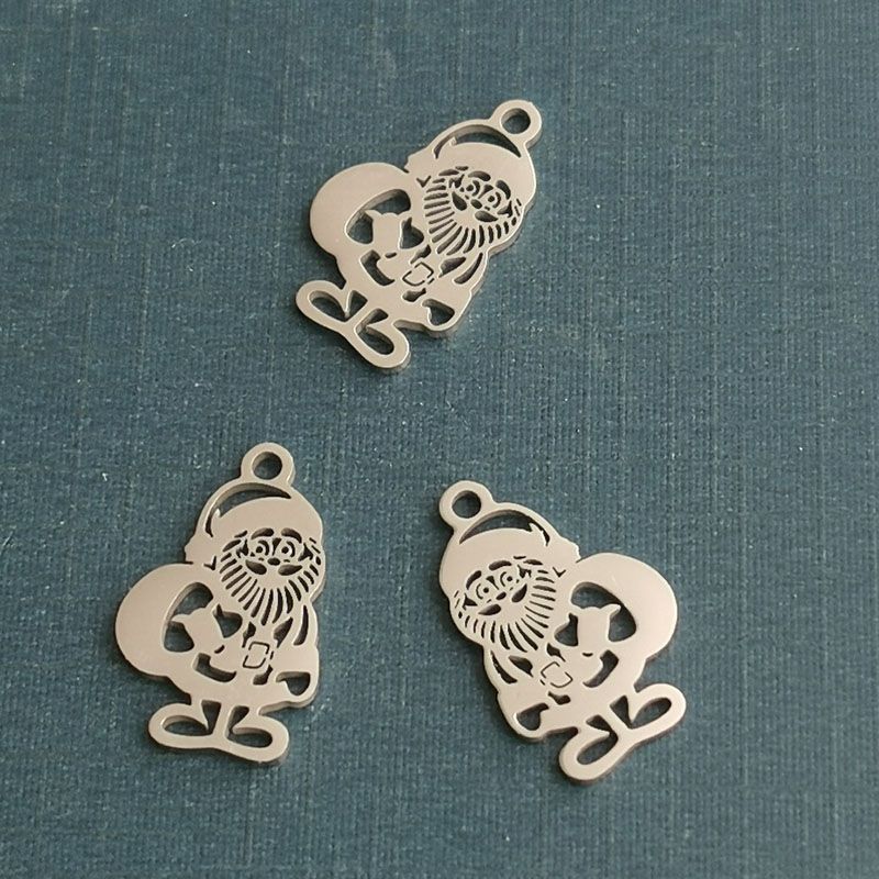 Titanium steel cut Santa pendant DIY stainless steel jewelry single hole accessories