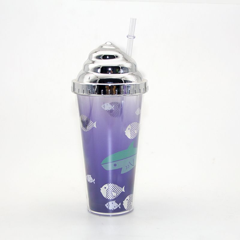 厂家直销双层塑料吸管杯可定制图案logo塑料杯子详情图2