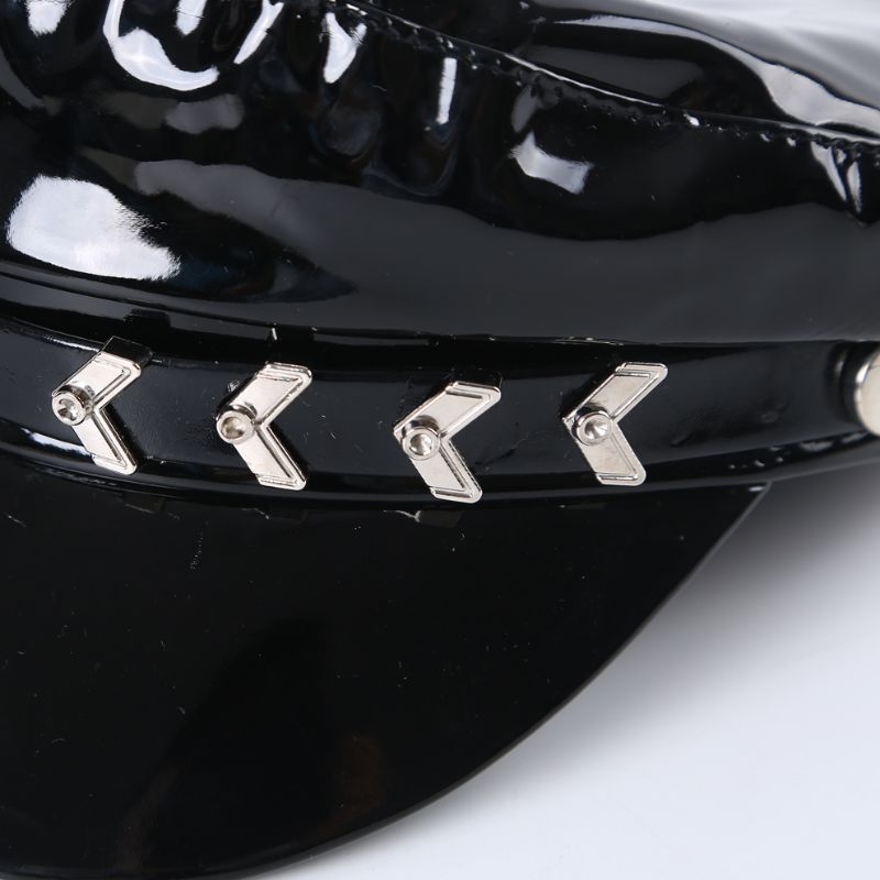 Autumn And Winter Arrow Chain Bright Leather Military Hat Navy Hat Fashion Hat One Color In Stock Specification drawing