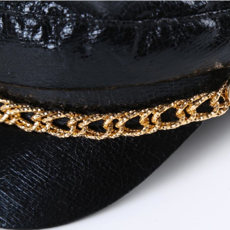 Autumn And Winter Gold Chain Crack Military Hat Navy Hat Fashion Hat One Color Spot Item Picture