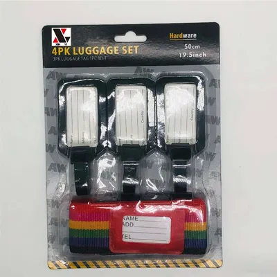 3 Luggage Tags, Luggage Belt Combination 4Pc Card Package