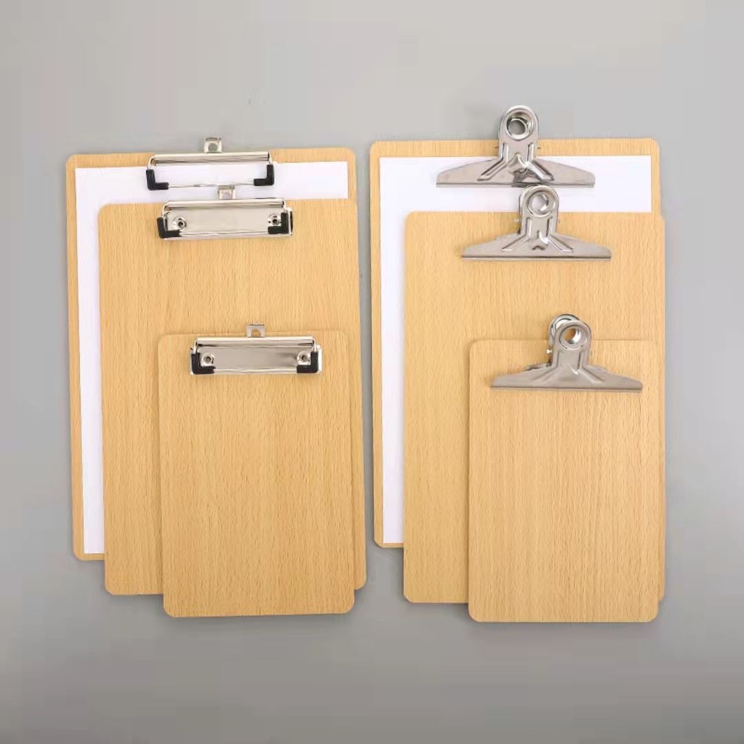 48K板夹票据夹办公用品写字垫板加厚木质实用板夹带挂钩菜单夹图