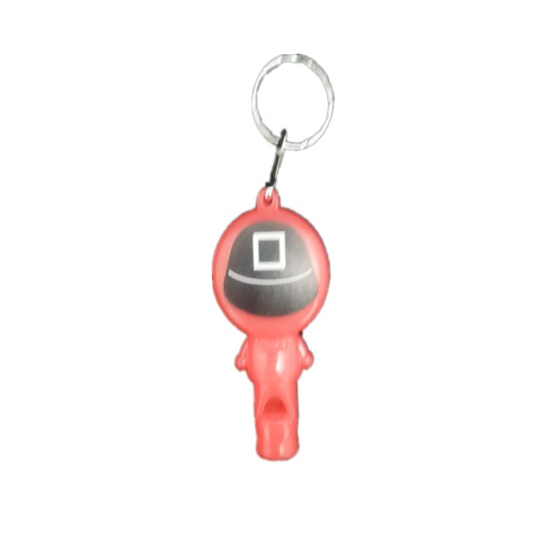 Wholesale of creative new little red man whistle keychain lights for stores, wechat business traffic diversion iron chain pendants from the manufacturer Item Picture