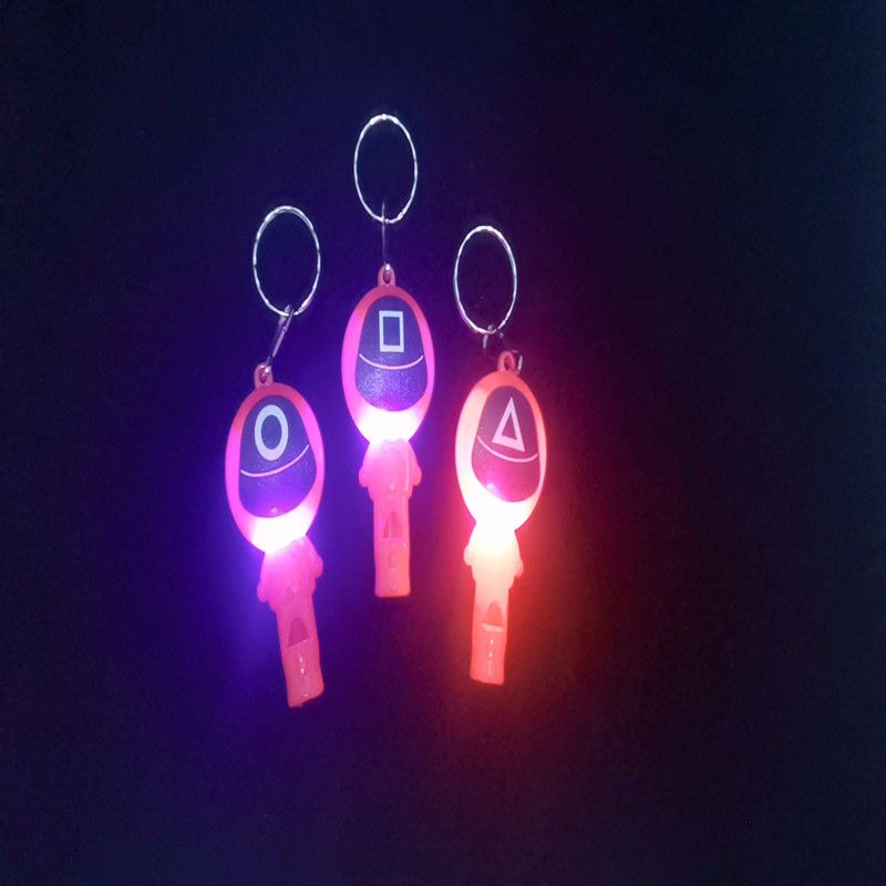 Wholesale of creative new little red man whistle keychain lights for stores, wechat business traffic diversion iron chain pendants from the manufacturer details Picture