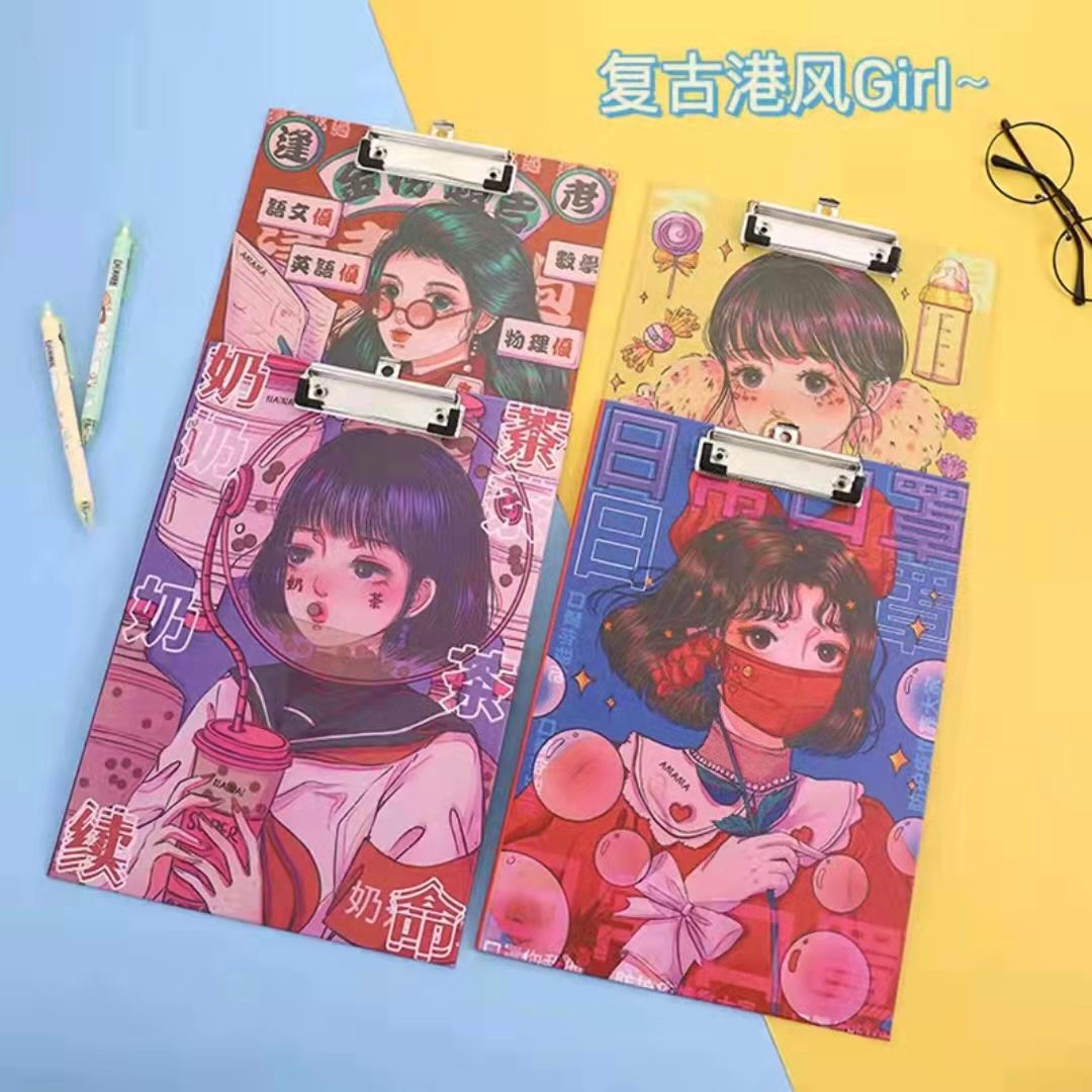 A4 board clip pattern mixed series combination set, student supplies, writing pad, office supplies, file folder details Picture