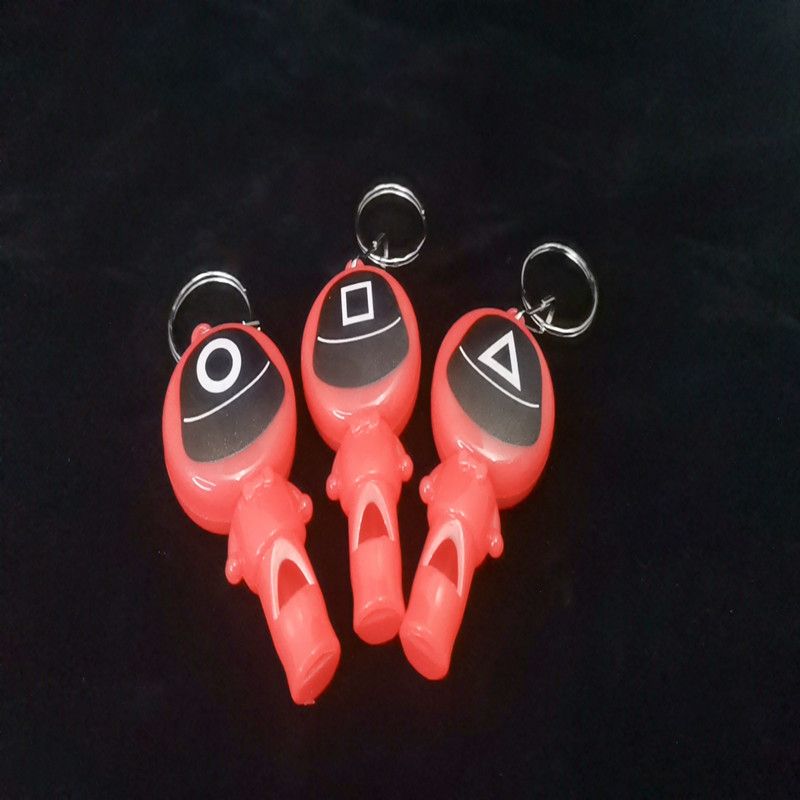 Wholesale of creative new little red man whistle keychain lights for stores, wechat business traffic diversion iron chain pendants from the manufacturer Specification image