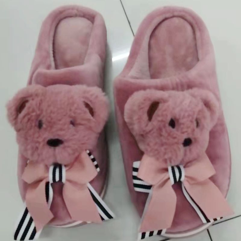 Home Warm Slippers Winter Indoor Plush Cotton Slippers Floor Cotton Shoes 8769 Red Yan Shoes details Picture