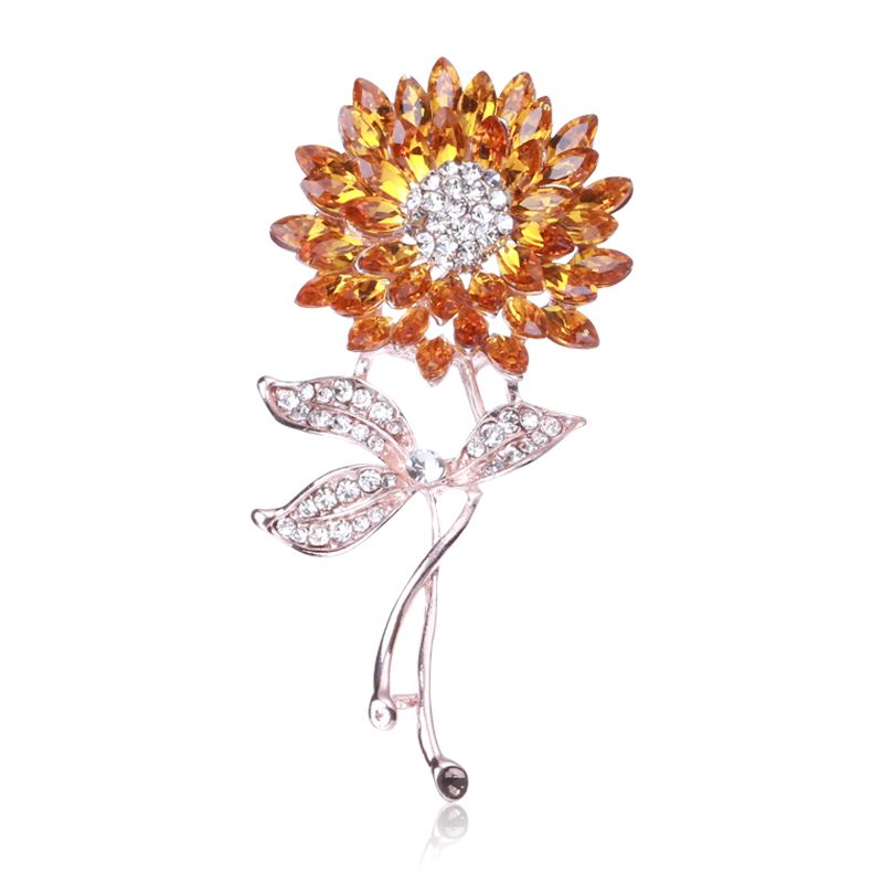 Factory direct sales, popular in foreign trade, noble glass sunflower brooches, fashionable and high-end coats, suits and accessories