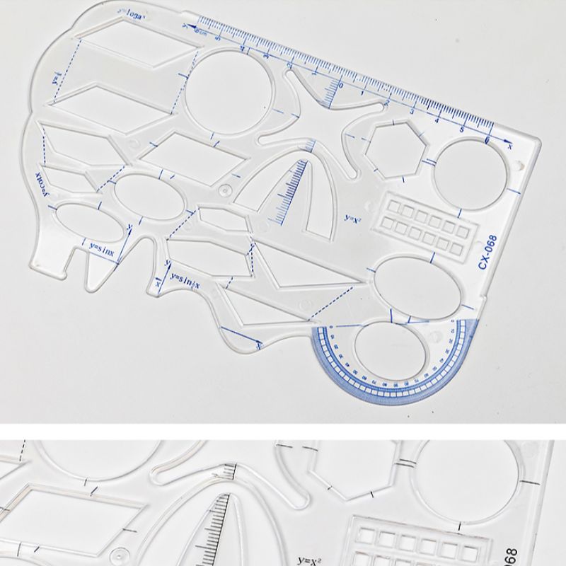 几何函数图形尺子高中学生数学画图多功能模板尺大象透明尺绘图尺详情9
