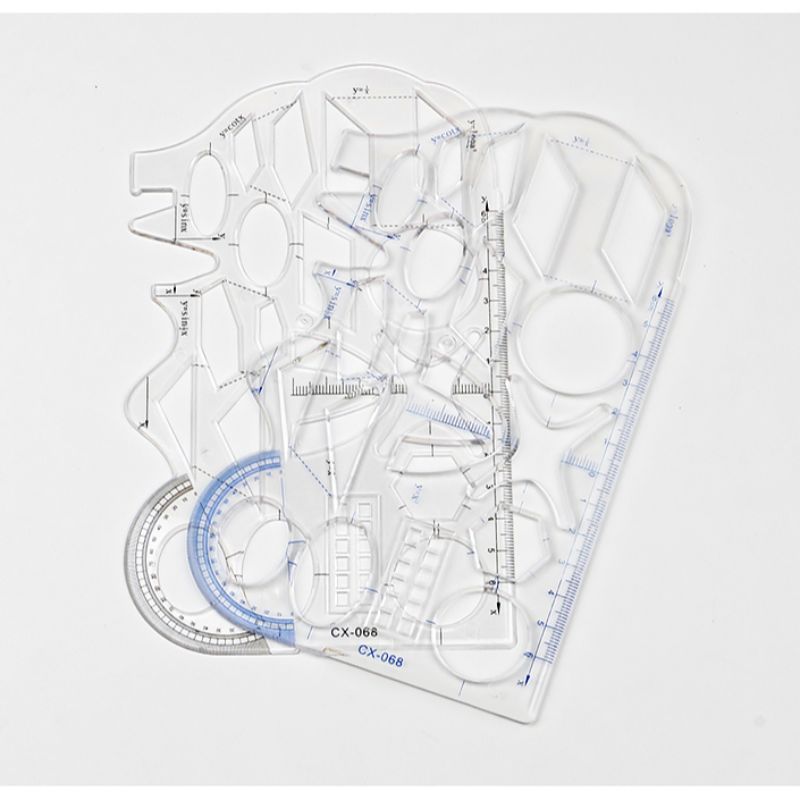 几何函数图形尺子高中学生数学画图多功能模板尺大象透明尺绘图尺详情5