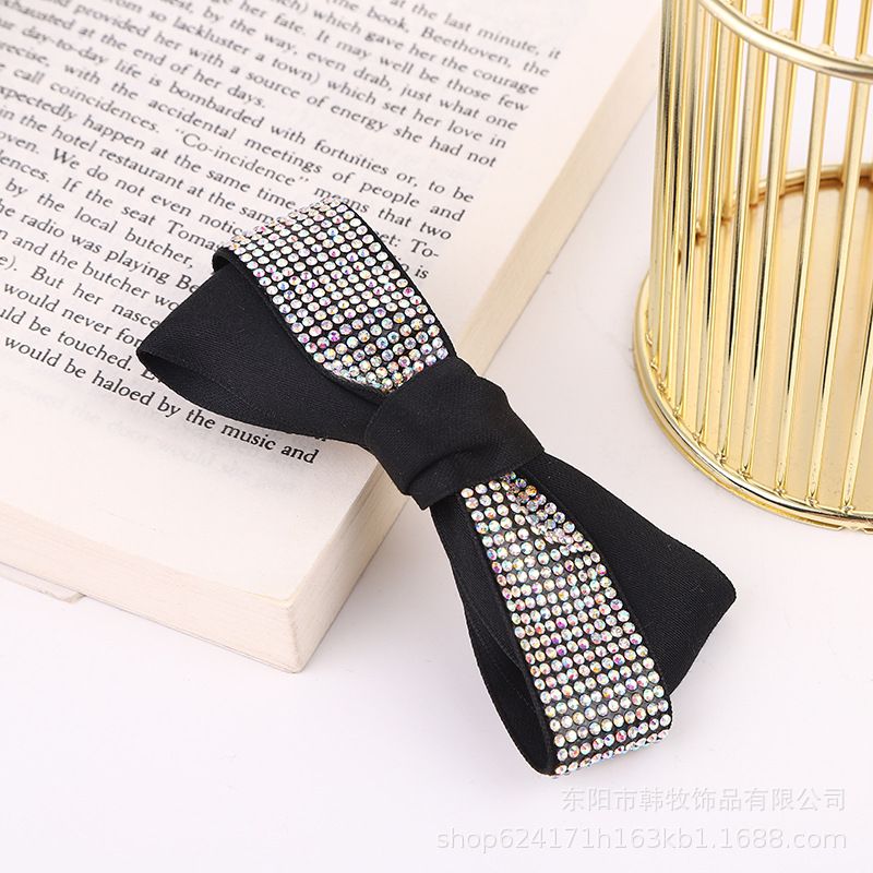 Ribbon hair clips for women, handcrafted fabric with hot diamonds, bow, rhinestone and straight clips, simple hair accessories