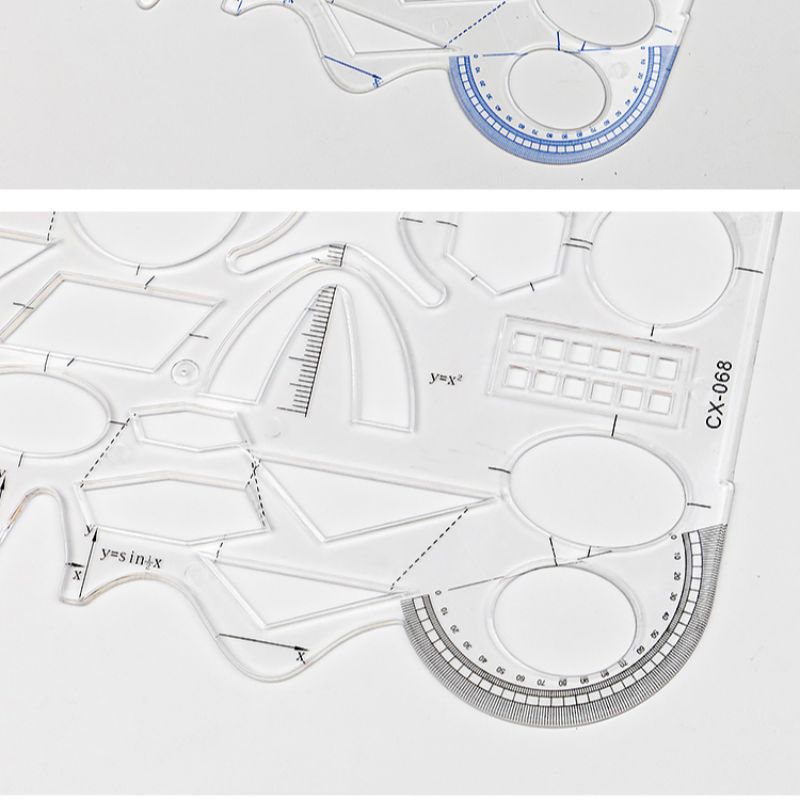 几何函数图形尺子高中学生数学画图多功能模板尺大象透明尺绘图尺详情10