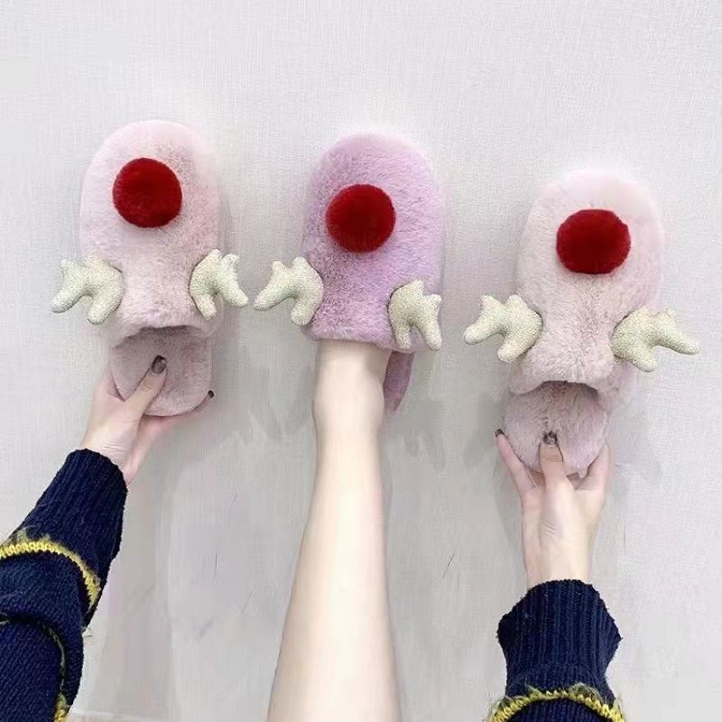 Guo Xiaohua Shoes Foreign Trade Wholesale Autumn And Winter Home Warm Slippers Cute Plush Shoes Men And Women Home Slippers 059