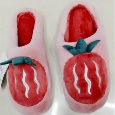 Home Warm Slippers Winter Indoor Plush Cotton Slippers Floor Cotton Shoes 8772 Red Yan Shoes