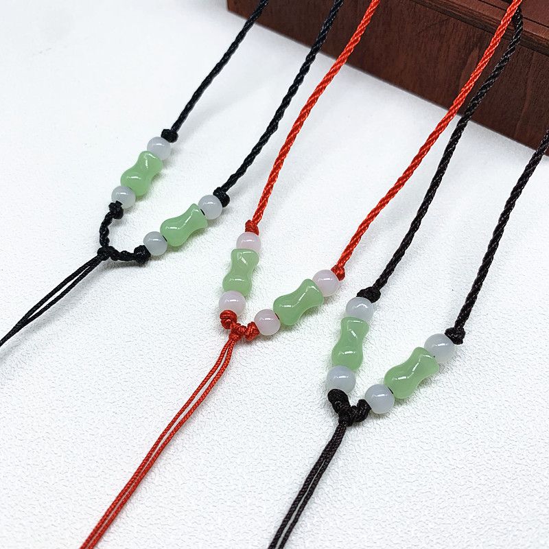 1mm pendant rope green vase adjustable size hand-woven necklace lanyard for adults and children