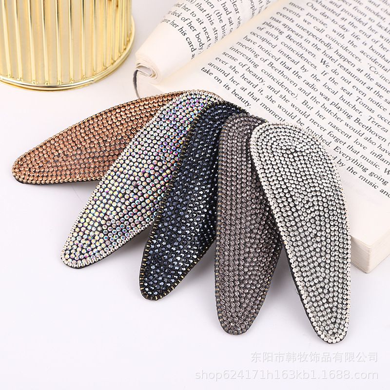 Ribbon hair clips for women, handcrafted fabric with hot diamonds, bow, rhinestone and straight clips, simple hair accessories