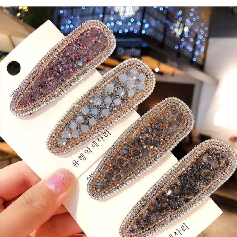 Ribbon hair clips for women, handcrafted fabric with hot diamonds, bow, rhinestone and straight clips, simple hair accessories