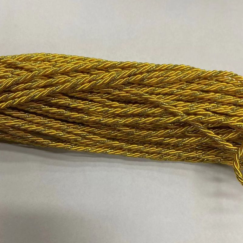 0.3黄+金涤纶三股绳鞋饰帽子服装辅料绳工艺品装饰用品绳图