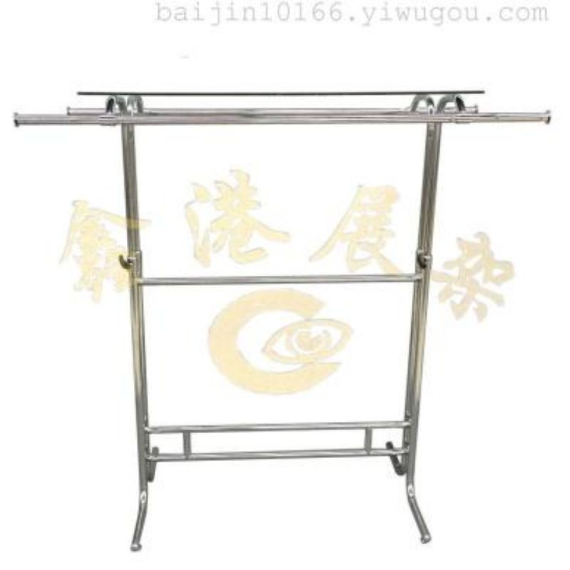 The island rack of the round tube double-bar arm bending clothing display stand can be electroplated or painted