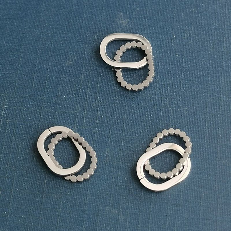 厂家直销不锈钢蛋形扣扁形扣耳环diy材料几何厚挂圈饰品链接配件