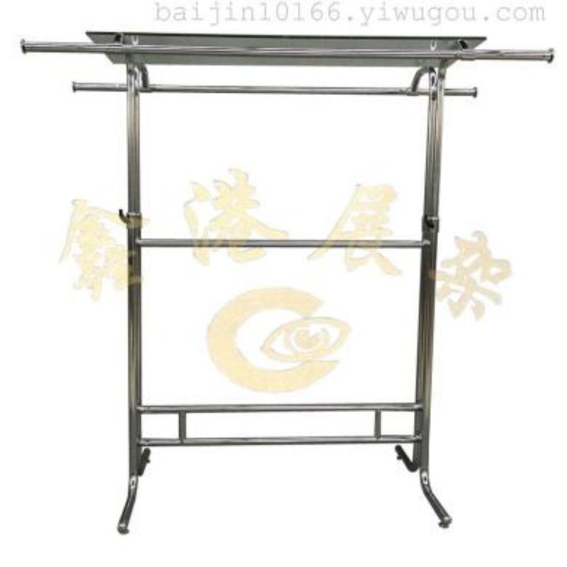 The island rack of the round tube double-bar arm bending clothing display stand can be electroplated or painted details Picture