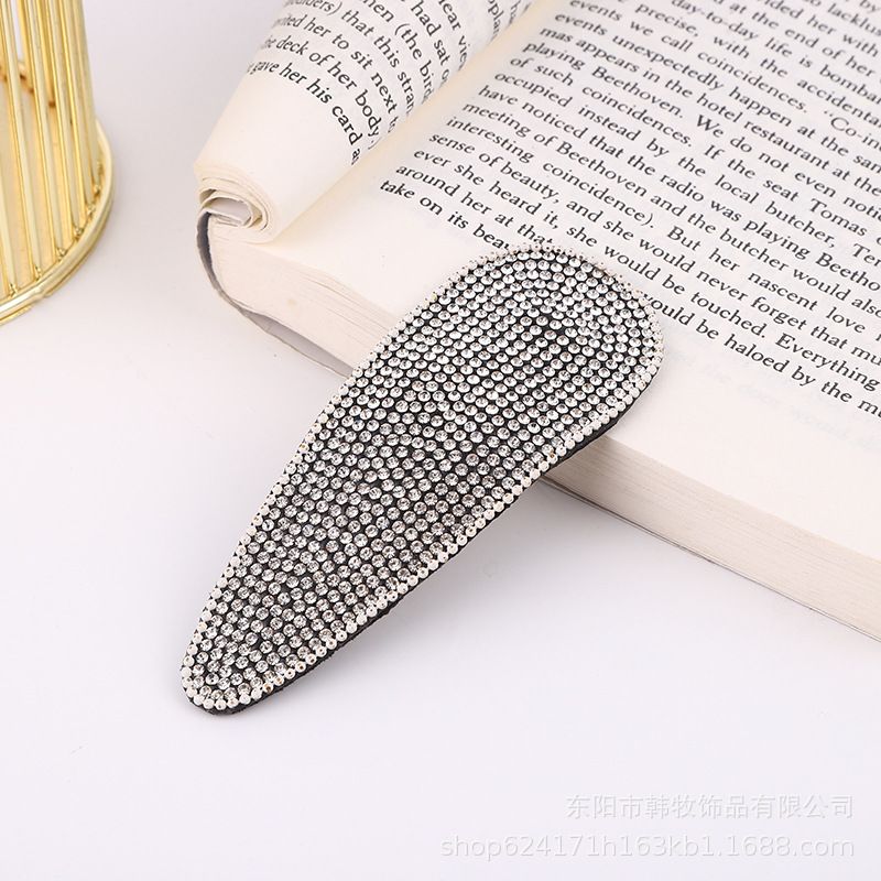 Ribbon hair clips for women, handcrafted fabric with hot diamonds, bow, rhinestone and straight clips, simple hair accessories details Picture