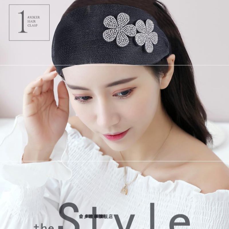 Wide-brimmed bangs, women's wide hair band, covering white hair, pressing hair, anti-slip, hollowed-out headband, hair clip, headwear details Picture
