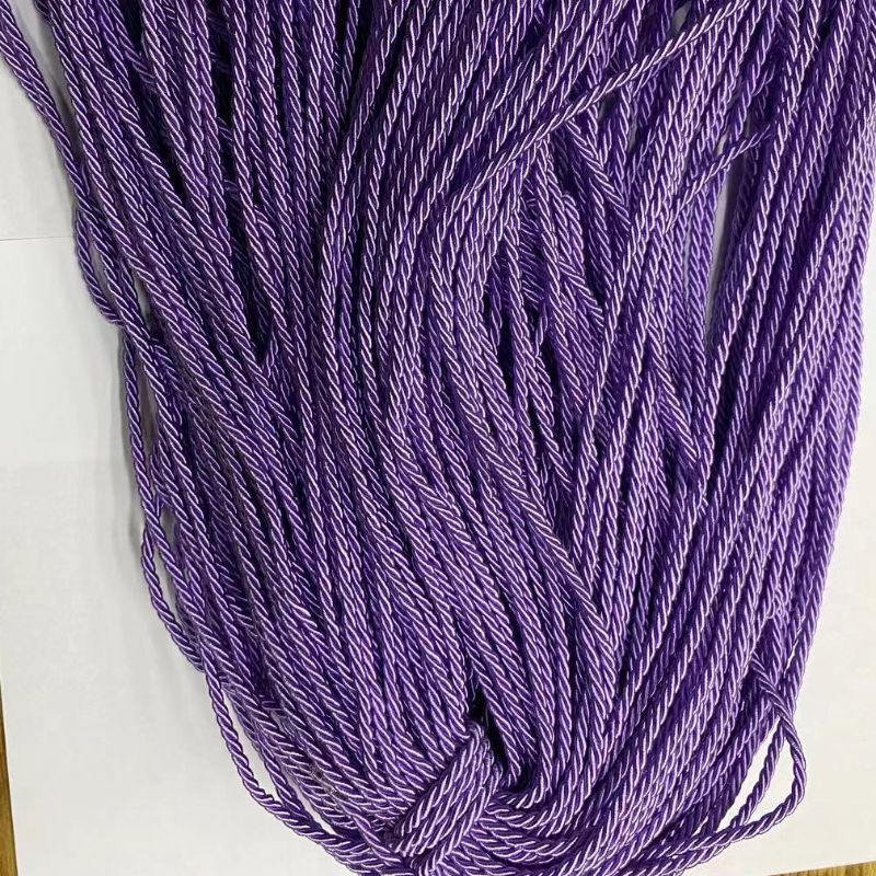 0.3淡紫色涤纶三股绳鞋饰帽子服装辅料绳工艺品装饰用品绳