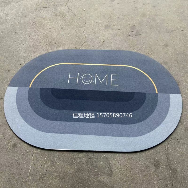 New oval fast absorbent non-slip floor mat 3D printing mat quick dry floor mat carpet kitchen mat soft diatom mud mat 3mm thick thumbnail