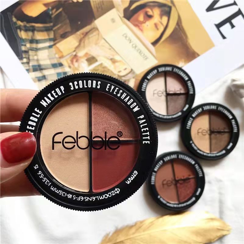 Three-color eyeshadow palette: glitter, pumpkin, earth tones, matte, pearlescent, sequins. It's a popular beginner on Instagram and a portable small plate Application Scenario