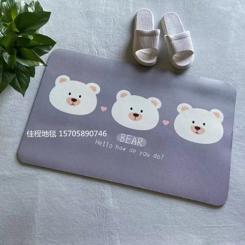 3mm thickness New fast absorbent non-slip floor mat 3D printed door mat quick dry floor mat carpet kitchen mat soft dialgae mud mat size 38*58cm thumbnail