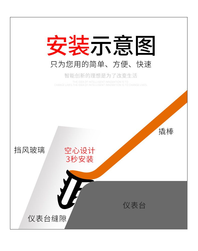 汽车仪中控台密封条表台缝隙改装隔音防尘胶条前档风玻璃消除异响详情3