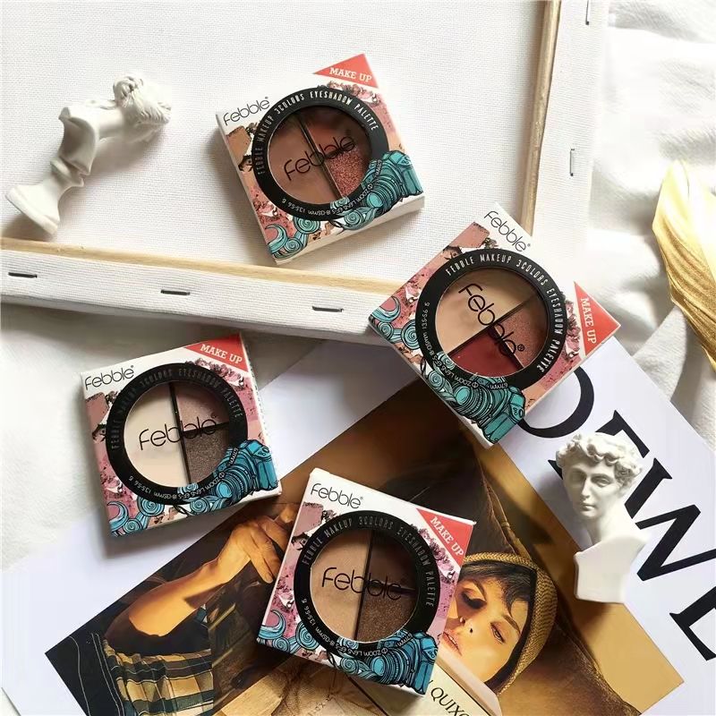 Three-color eyeshadow palette: glitter, pumpkin, earth tones, matte, pearlescent, sequins. It's a popular beginner on Instagram and a portable small plate Specification image