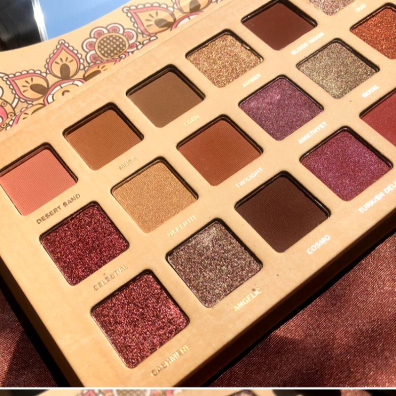 febble 18-color ins eyeshadow palette: Pearlescent, matte, polarized, dry and wet, nude, beginner's girlish, wine red rose details Picture