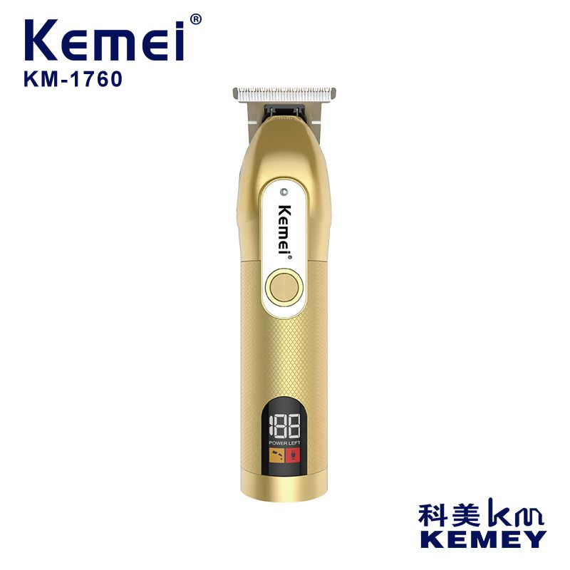 跨境厂家直供电推剪科美KM-1760家用剃光头理发剪 带数显 发廊自助理发器