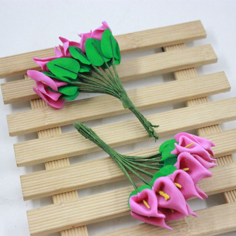 Factory direct sales of mini PE calla lily simulation flower bouquets, garlands, wedding candies, gift boxes, wedding decorations, foam decorative flowers Specification image