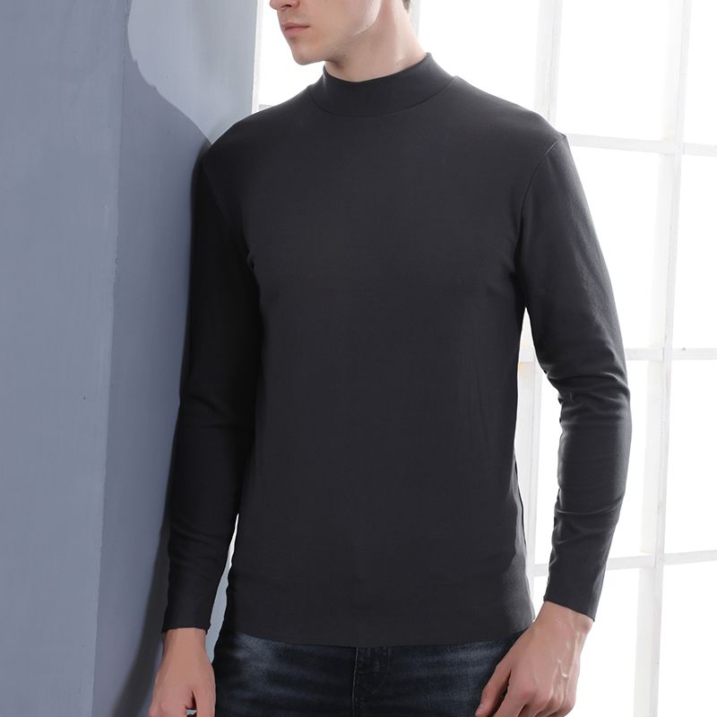 Cationic Thickened Men's Low Neck Long Johns Warm Single Top