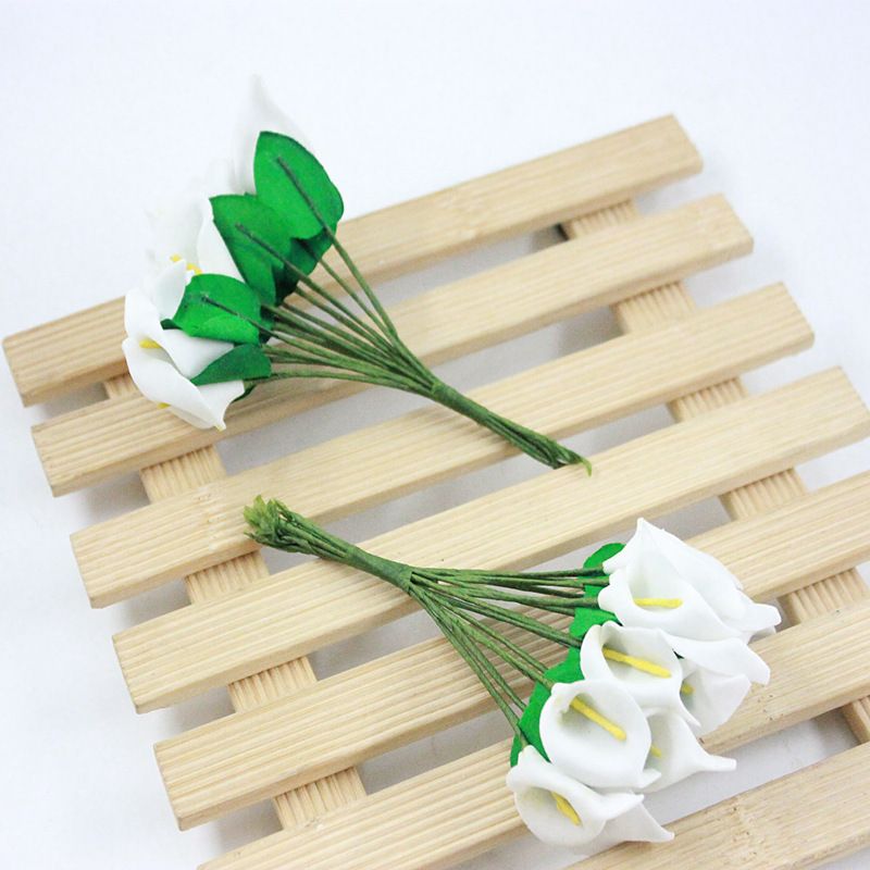 Factory direct sales of mini PE calla lily simulation flower bouquets, garlands, wedding candies, gift boxes, wedding decorations, foam decorative flowers Item Picture