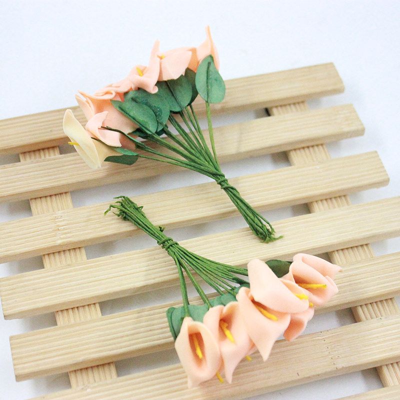 Factory direct sales of mini PE calla lily simulation flower bouquets, garlands, wedding candies, gift boxes, wedding decorations, foam decorative flowers
