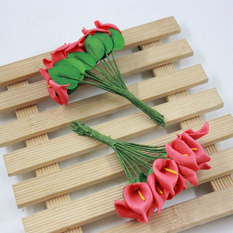Factory direct sales of mini PE calla lily simulation flower bouquets, garlands, wedding candies, gift boxes, wedding decorations, foam decorative flowers details Picture