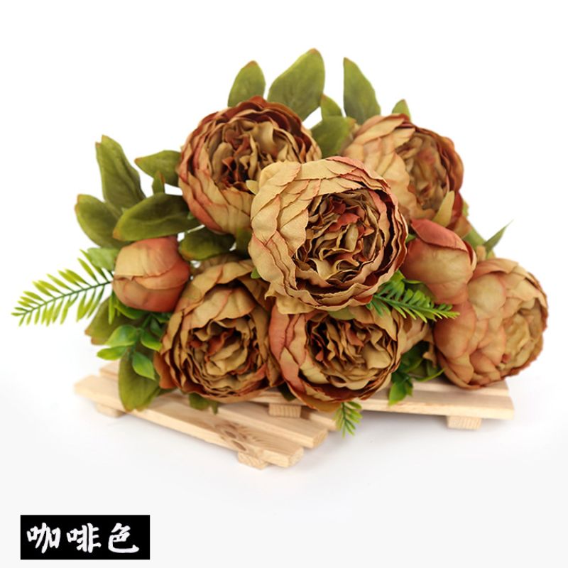 Factory direct sales of European-style bunched core peony artificial flowers, artificial plants, artificial flower peonies