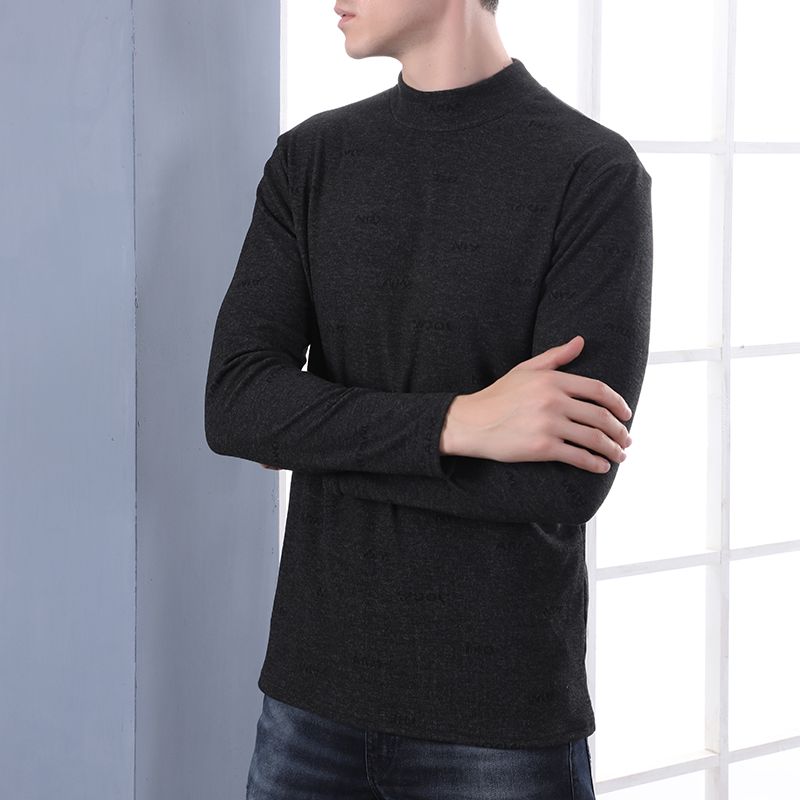 Cationic Thickened Men's Low Neck Long Johns Warm Single Top details Picture