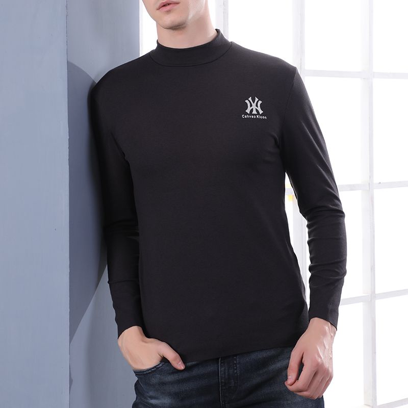 Cationic Thickened Men's Low Neck Long Johns Warm Single Top details Picture