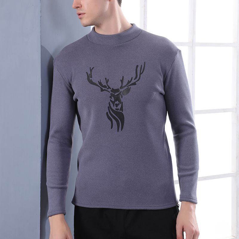 Cationic Thickening And Fleece Men's Low Neckline Warm Single Coat Specification drawing