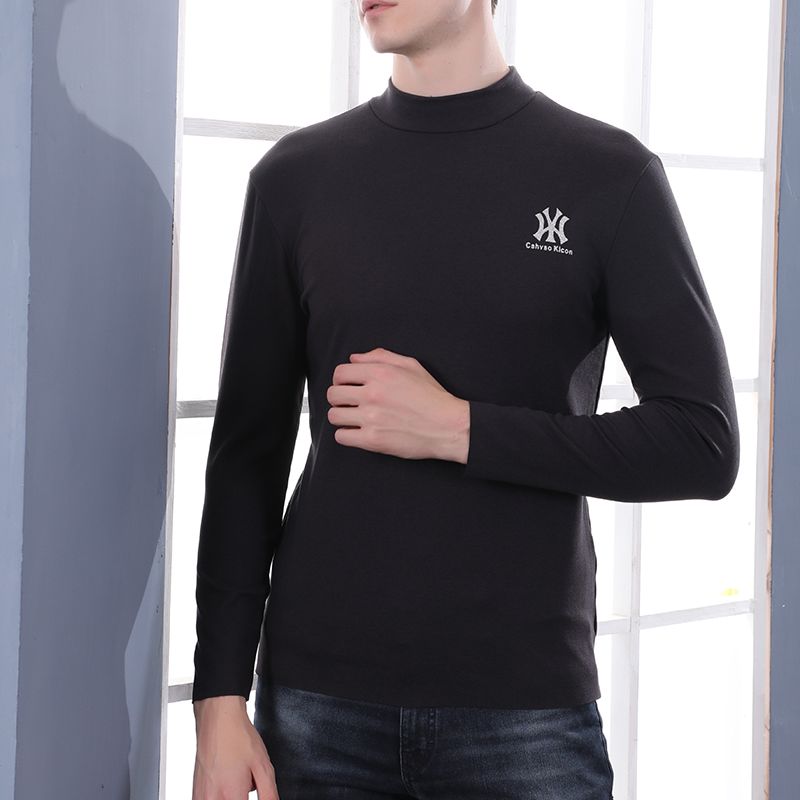 Cationic Thickened Men's Low Neck Long Johns Warm Single Top