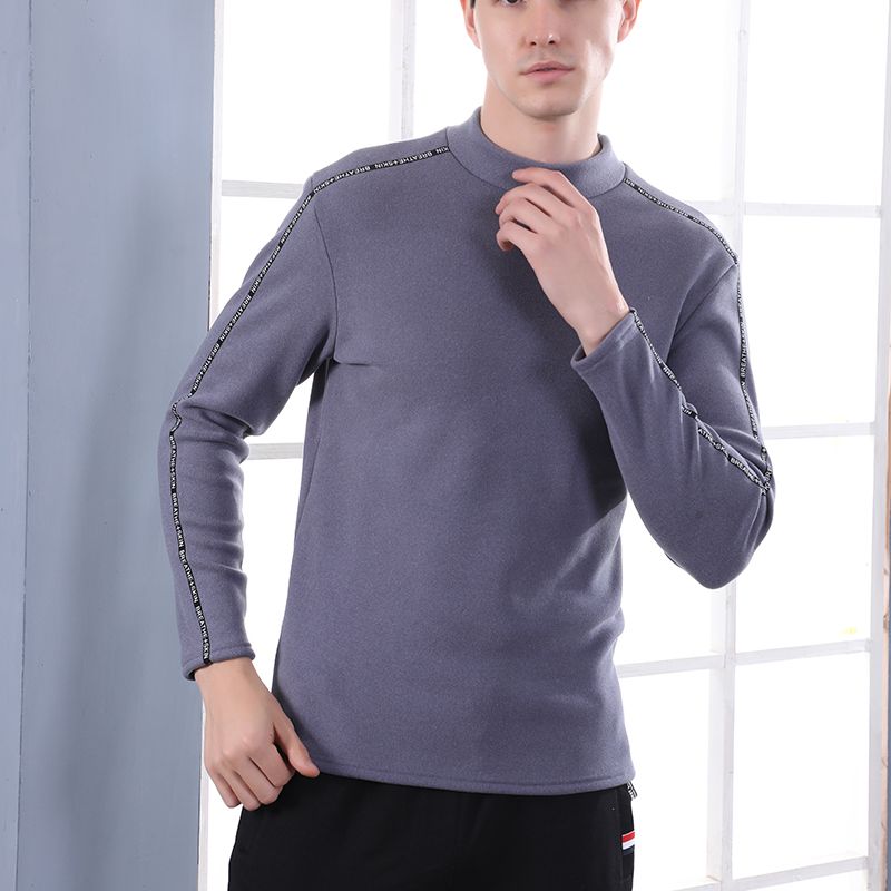 Cationic Thickening And Fleece Men's Low Neckline Warm Single Coat Specification drawing