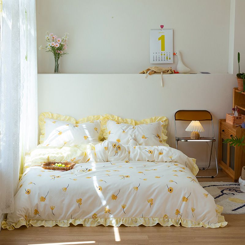 New Korean version of ruffled lace bed skirt sheet four-piece set of ground wool bedding manufacturers direct sales Specification drawing