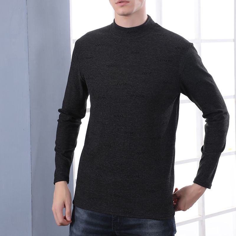 Cationic Thickened Men's Low Neck Long Johns Warm Single Top